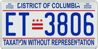 DC license plate ET3806