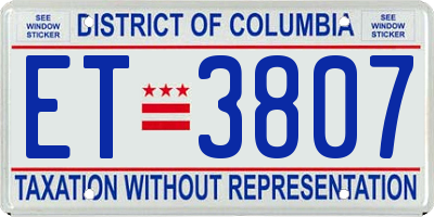 DC license plate ET3807