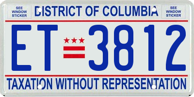 DC license plate ET3812