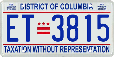 DC license plate ET3815