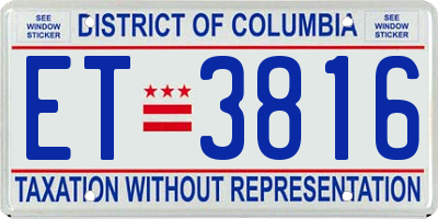 DC license plate ET3816
