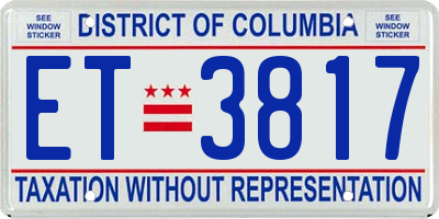 DC license plate ET3817