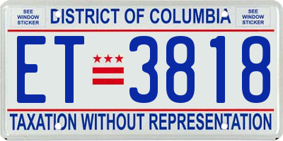 DC license plate ET3818