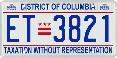 DC license plate ET3821