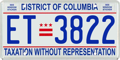 DC license plate ET3822