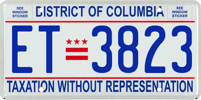 DC license plate ET3823