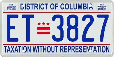 DC license plate ET3827
