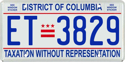 DC license plate ET3829