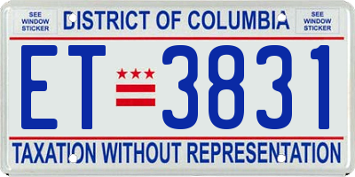 DC license plate ET3831
