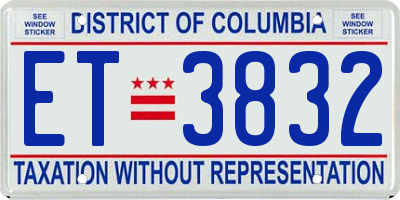 DC license plate ET3832