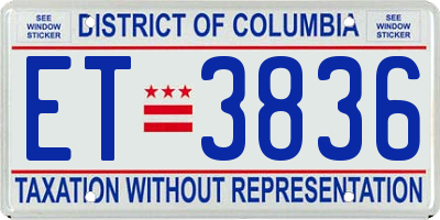DC license plate ET3836