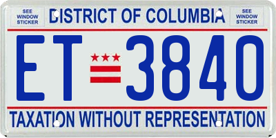 DC license plate ET3840