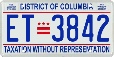 DC license plate ET3842