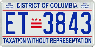 DC license plate ET3843