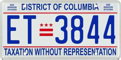 DC license plate ET3844