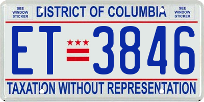 DC license plate ET3846