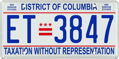 DC license plate ET3847
