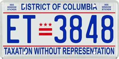 DC license plate ET3848