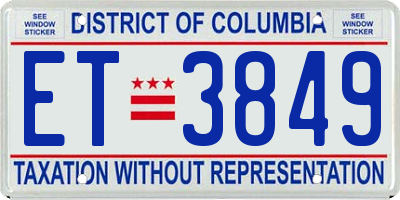 DC license plate ET3849