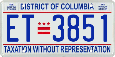 DC license plate ET3851