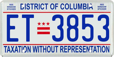 DC license plate ET3853