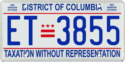 DC license plate ET3855