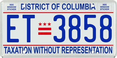 DC license plate ET3858