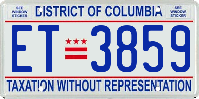 DC license plate ET3859