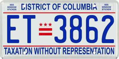 DC license plate ET3862
