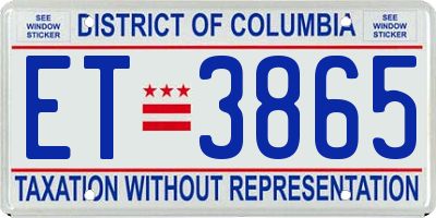 DC license plate ET3865