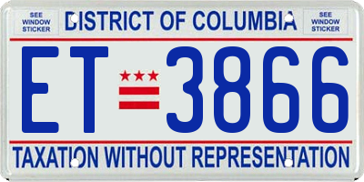 DC license plate ET3866