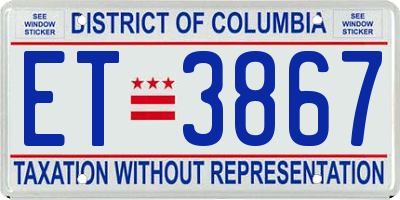 DC license plate ET3867