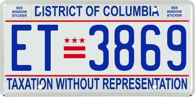 DC license plate ET3869
