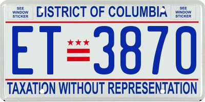 DC license plate ET3870