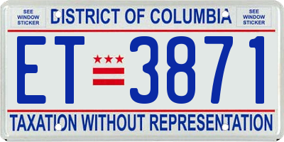 DC license plate ET3871