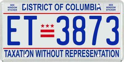 DC license plate ET3873