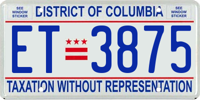 DC license plate ET3875