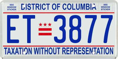 DC license plate ET3877