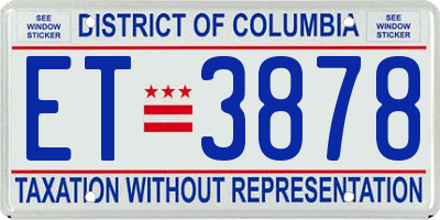 DC license plate ET3878