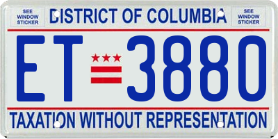 DC license plate ET3880