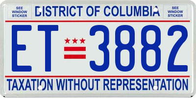 DC license plate ET3882