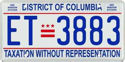 DC license plate ET3883