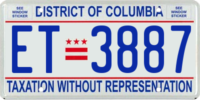 DC license plate ET3887