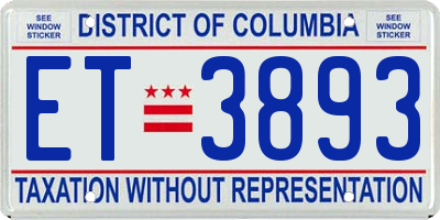 DC license plate ET3893