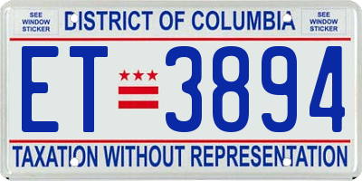 DC license plate ET3894