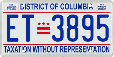 DC license plate ET3895