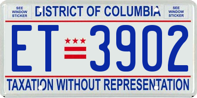 DC license plate ET3902