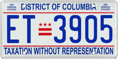 DC license plate ET3905