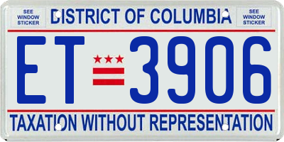 DC license plate ET3906