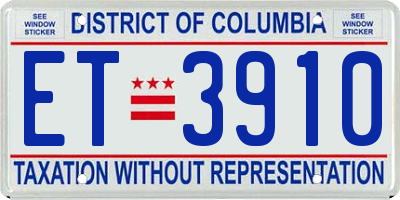 DC license plate ET3910